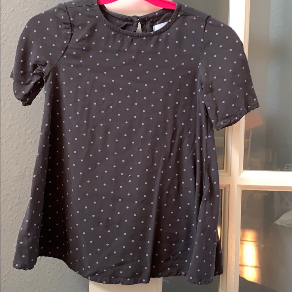 Gray dress with lavender dots